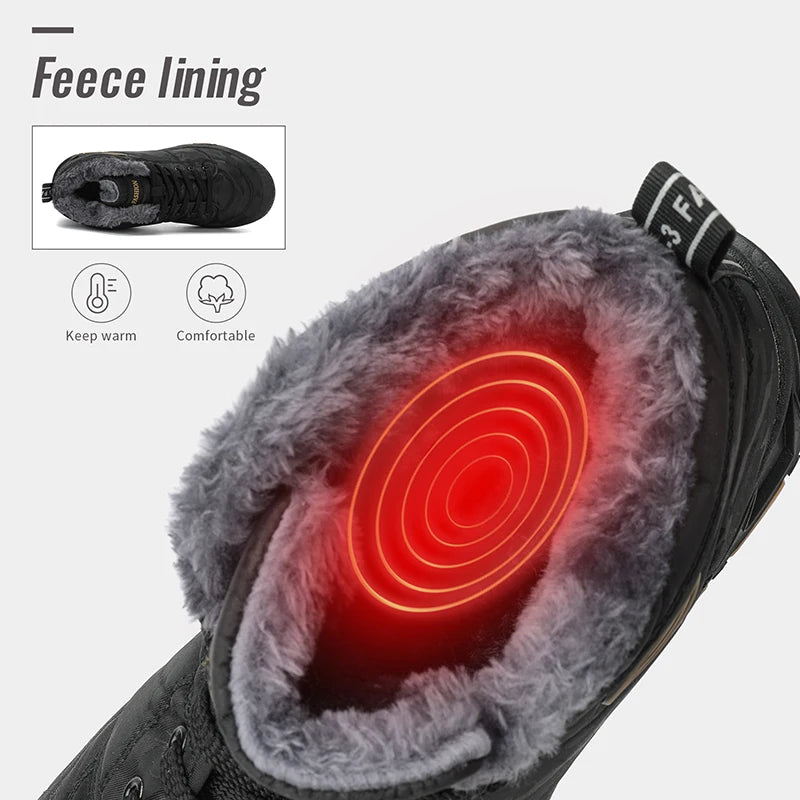 Men Winter Snow Boots Super Warm Men Hiking Boots Waterproof Men's Boots Outdoor Sneakers Non-slip Rubber Men's Work Ankle Boots