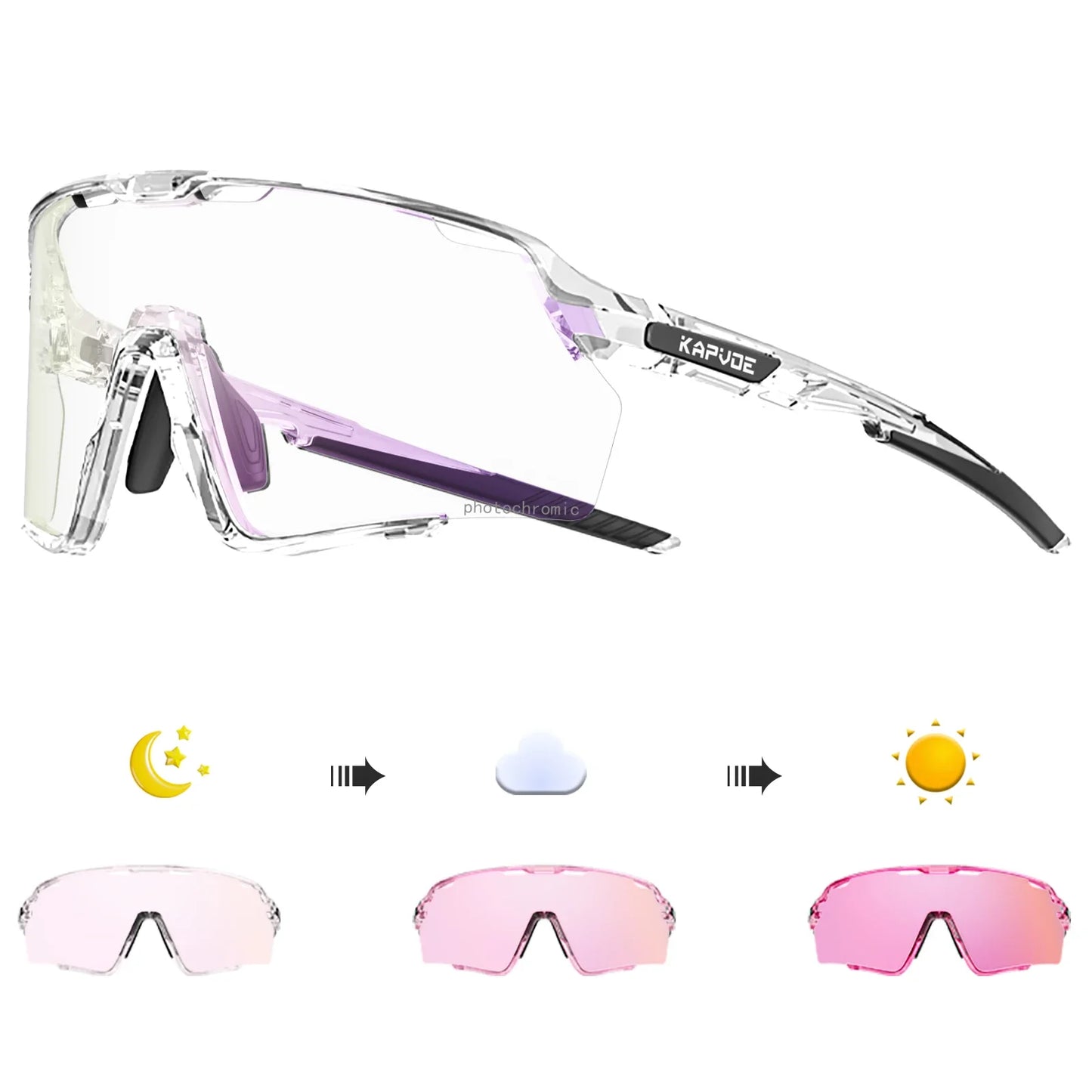 Photochromic Cycling Glasses Silver Lens Sunglasses Multi Color Men Women Bike Outdoor Eyewear Riding Driving Running
