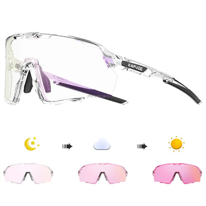 Photochromic Cycling Glasses Silver Lens Sunglasses Multi Color Men Women Bike Outdoor Eyewear Riding Driving Running