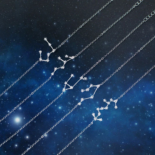 Bracelets classiques Constellation exquise en argent sterling 925, chaîne simple Lion Vierge Balance pour femmes, bijoux