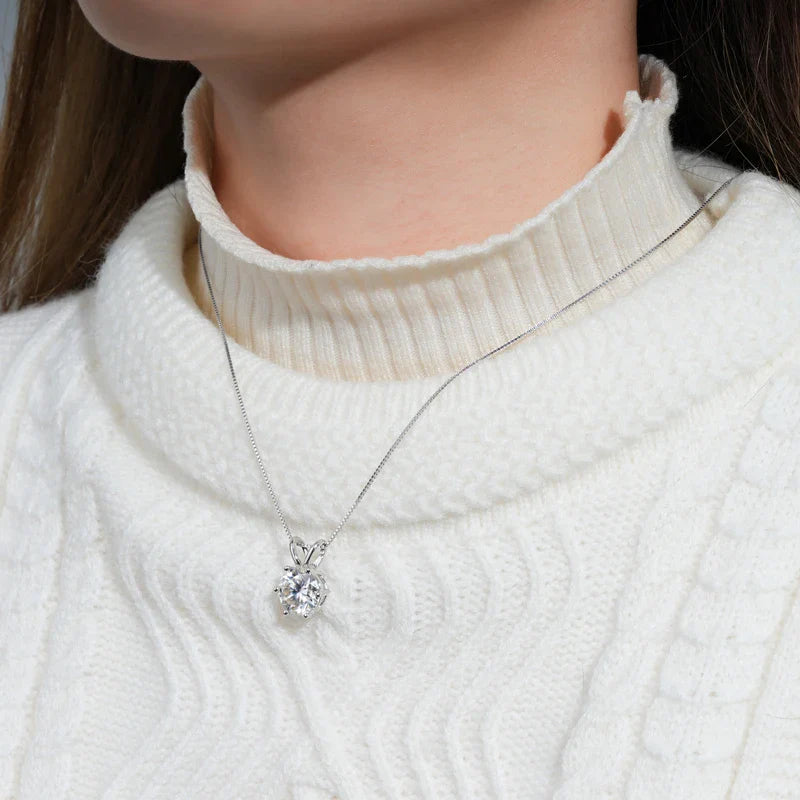Certified Multi-size Round Moissanite Solitaire Pendant Necklaces 925 Sterling Silver Necklace For Women Jewellry Gifts