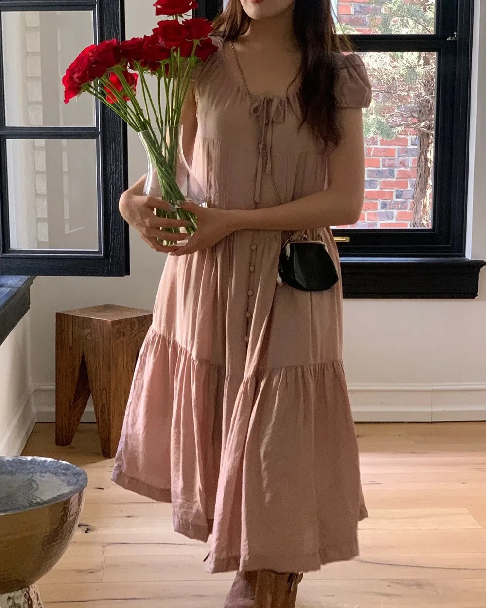 Spring 2025 Chic A-Line Dr Korean Sle Long Svel Women's Faionable Gown Ele Personali Commute Suitable Dr