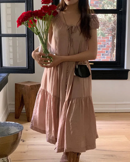 Spring 2025 Chic A-Line Dr Korean Sle Long Svel Women's Faionable Gown Ele Personali Commute Suitable Dr