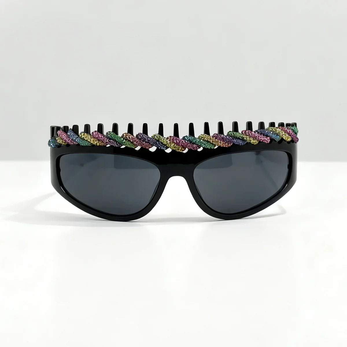 y2k Spiked Headband Large Frame Sunglasses for Women and Men Punk Sweet Cool Style Exaggerated Rhinestone Shade for Funny Party