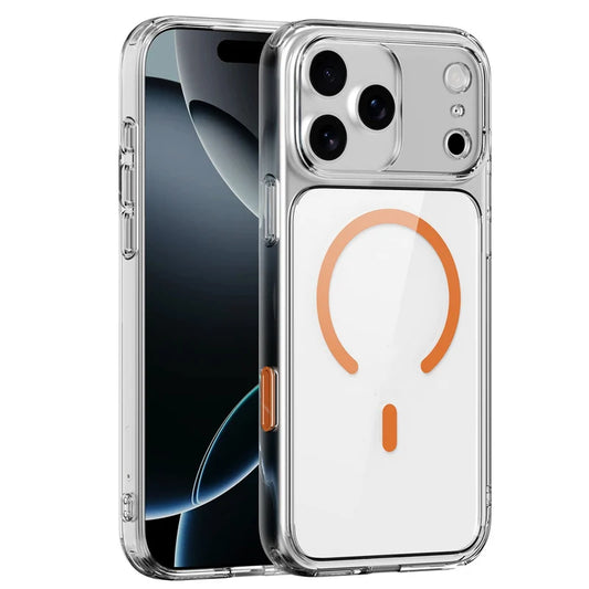 زر كاميرا لمسي أصلي وواضح حافظة MagSafe لهاتف iPhone 17 Air 17Pro 17Pro Max غطاء صلب مقاوم للصدمات وشحن لاسلكي