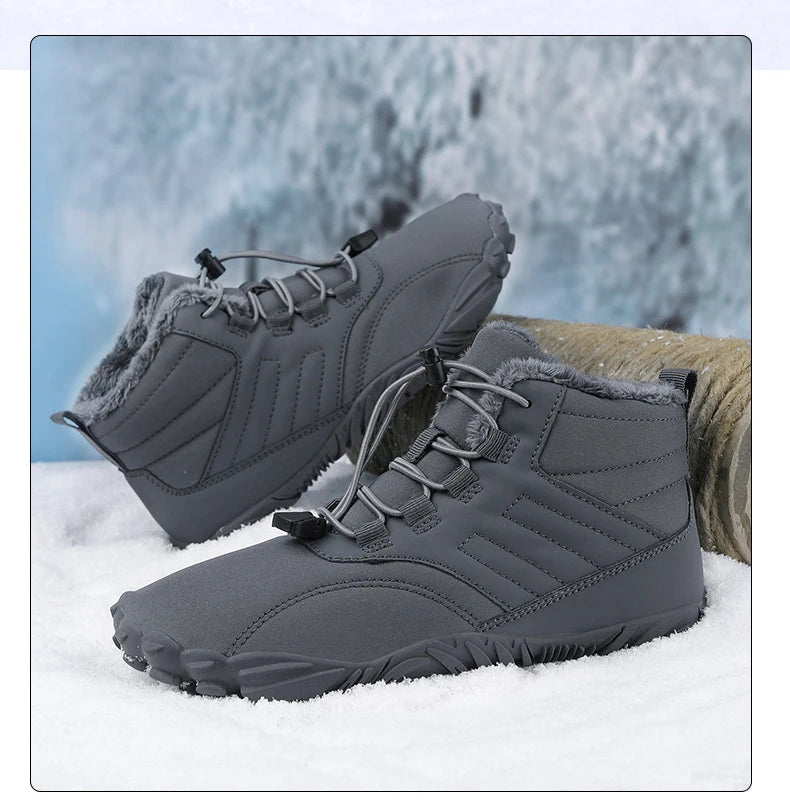 Snow Boots Men Winter Shoes Barefoot Ankle Boots 36-46 Couple Snow Shoes Outdoor Hiking Shoes Fur Warm Plush Boots