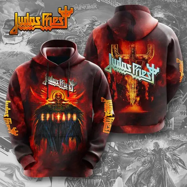 Rock band Judas Priest retro 3D printed men's and women's sports shirts, street long sleeved pullovers, American sweatshirts
