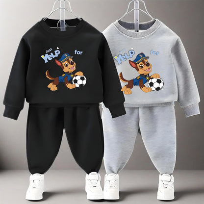 Spring Fall Boys O Neck Pullover and Sweatpant Two Piece Set Children's Casual Hoodies Sets Kids Sport Clothes Suit