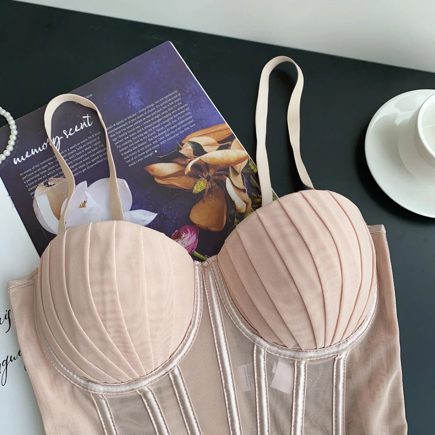Fashion Solid Corset Lingerie Top Ladies Strap Sheer Mesh Slim Camisole American Retro Backless Beach Sexy Tank Top