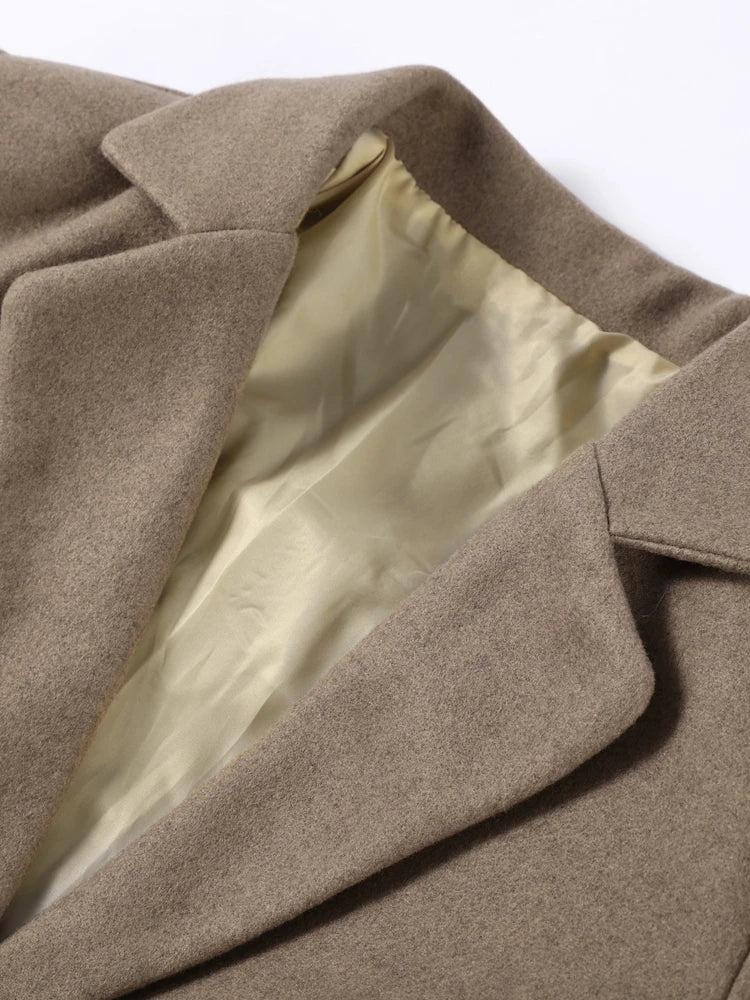 Tassels Woolen Suit Jacket Women Elegant Turn-down Collar Long Sleeve Single Breasted Pocket Autumn Winter Coats New Outerwears