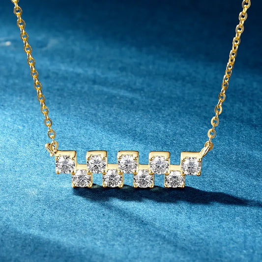 Certified 9 Stones Moissanite Pendant Necklace For Women Collar Plata 925 Sterling Silver Necklaces Exquisite Jewelry Gift