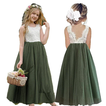 New Flower Girl Dress Baby Kids Summer Princess Party Lace Wedding Birthday Dresses Children Clothing 2 4  6 8 10 12 14