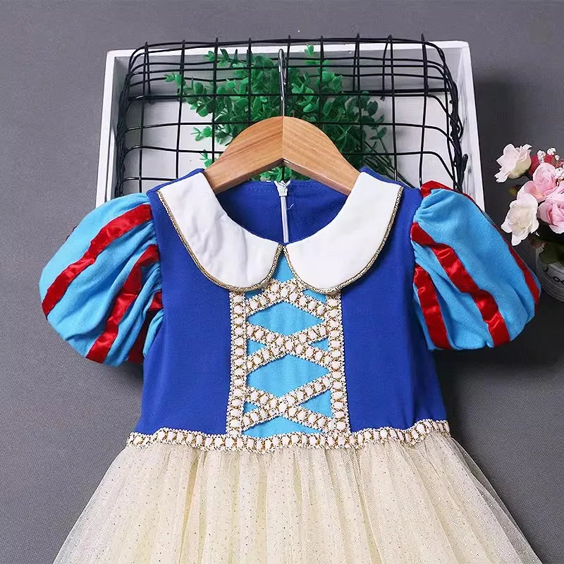 Kids Girl Snow White Dress Summer Short Sleeved Birthday Party Elsa Princess 2026 New Halloween Costume for Girls 2-8 Years Old