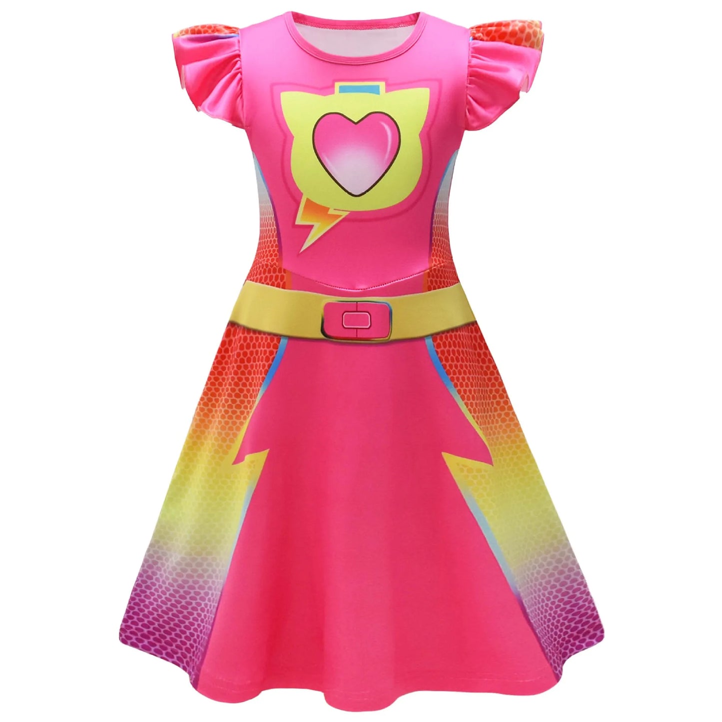 Children's SuperKitties Dresses Super Kitties Cosplay Costume Girls Flying Sleeves A-Line Dress Bag Mask Carnival Birthday Gift