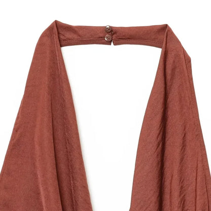 sexy Dress for Women Fashion Summer New Sleeveless Backless brown Hanging neck collar Chic Female Evening Dresses Mujer