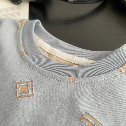 0-5Years New Baby Boys Girls Summer Clothes Multi Symbol Hot Dye T-shirt Denim Shorts 2pcs/sets Children Clothing Tracksuits Set