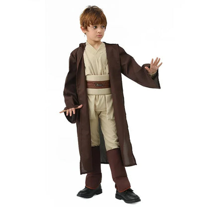 Kid Children Jedi Knight Cosplay Costume Obi Wan Kenobi Uniform Suit Anakin Skywalker  Robe Belt Halloween Carnival Party Suit