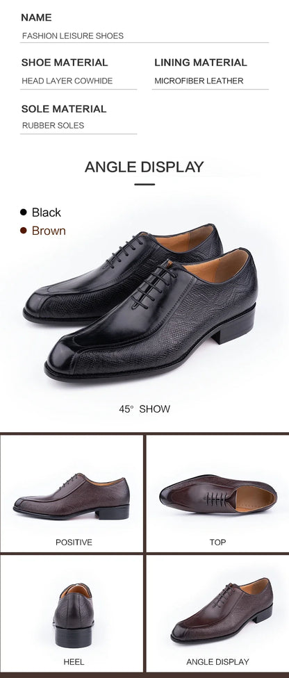 Deluxe Men's Leather Shoes Formal Dress Shoes Wedding Party  Oxford Handmade Comfortable Lace Up Genuine Leather Men's Shoe