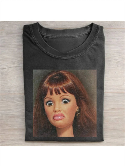 100% Cotton Men's T-Shirt Funny Doll Print T-Shirt High-Quality Batik Retro Fashion Brand Men's Streetwear  graphic t shirts