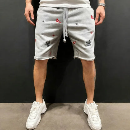 Spring Summer Mens Cotton loose Shorts Streetwear Bodybuilding Embroidered casual Short pants Jogger sports Tiger head Shorts