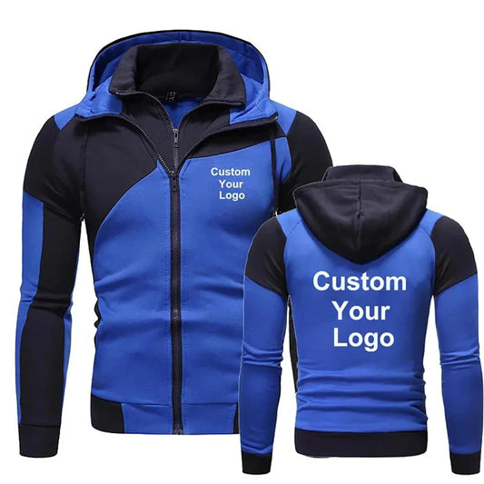 Autumn Winter Fashion Men Custom Your Logo Double Zipper Sweatshirt Hoodie Jacket Hoodies Jacket Sportswear Male Hoodie Jacket