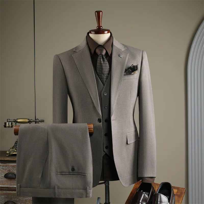 Evening Dinner Formal Slim Fit Suit Sets For Men Wedding Party Classic Tuxedos Fashion Banquet Male High-end Outfits 3 Pieces