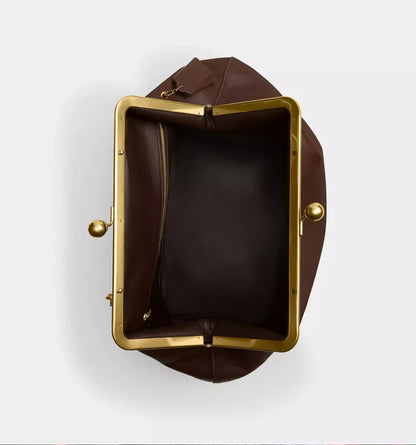 Fashion Large Kisslock Clutch Bag for Women Designer Clip Shell Women Shoulder Bags Luxury Soft Pu Leather Pink Color Handbags