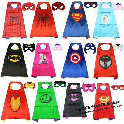 Superhero Masquerade Mask Cape Cloak Anime Spider Man Batman Cloak Action Figure Super Hero Toys Cosplay Child Party Gifts