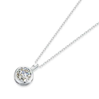 18K Gold 1 Carat Moissanite Pendant Real AU750 Minimalist Style Woman Solitaire Choker Engagement Wedding Gift Fine Jewelry
