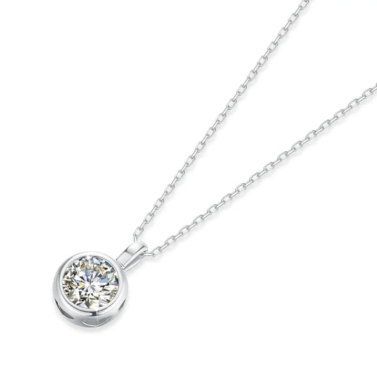 18K Gold 1 Carat Moissanite Pendant Real AU750 Minimalist Style Woman Solitaire Choker Engagement Wedding Gift Fine Jewelry