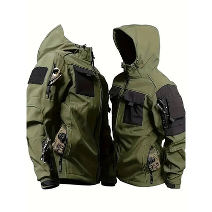 Men Lurker Shark Skin Soft Shell Tactical Jacket Waterproof Fleece Hooded Coat Hunt Clothes Outdoor New Solid Pocket Jacket Men