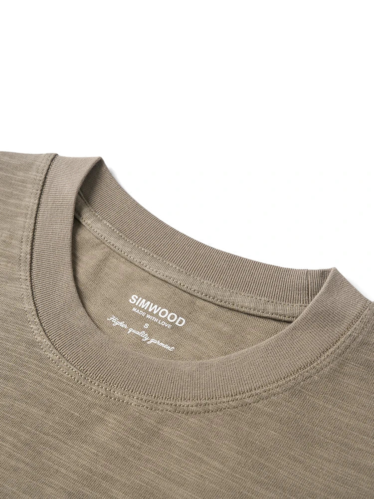 Summer New Super Loose Heavyweight 300gsm Slub Cotton T-shirts Men Letter Embroidery Tops