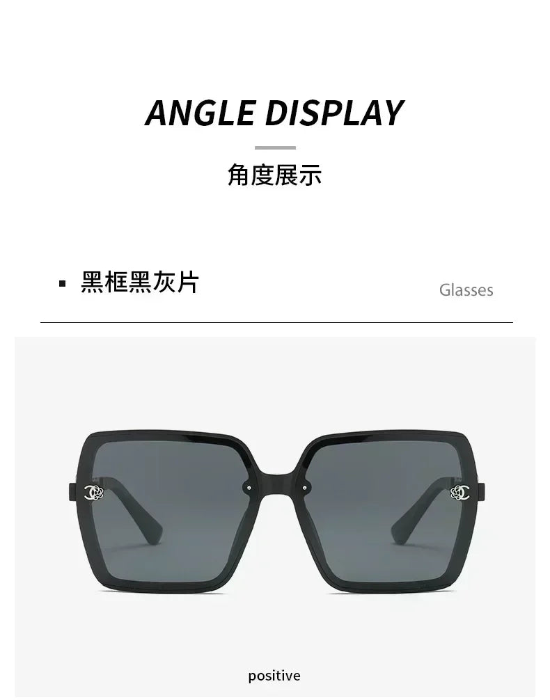 New Fashion Sunglasses for Women Hot Sale Polarized Large Frame Square Retro Sun Glasses Gradient Ladies Sunglass for Men UV400