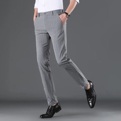 2026 Spring New Men's White Striped Suit Pants, Business Casual Trousers, Asian Size M-5XL 6XL Wedding Party Pantalones Hombre