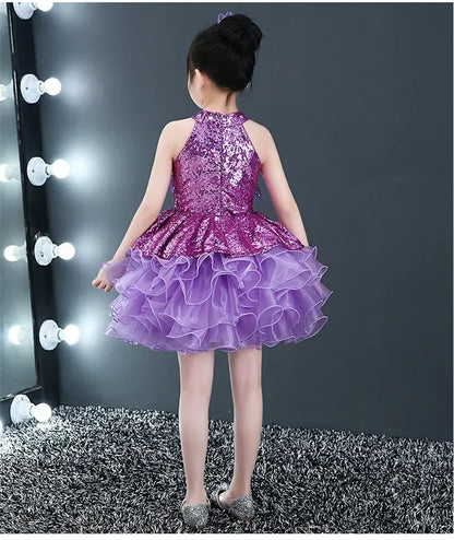 Summer Stage Princess Girls Casual Dresses Sequin Tutu Children Costume Robe Fille Party Baby Clothing Dance Kids Dress Vestidos