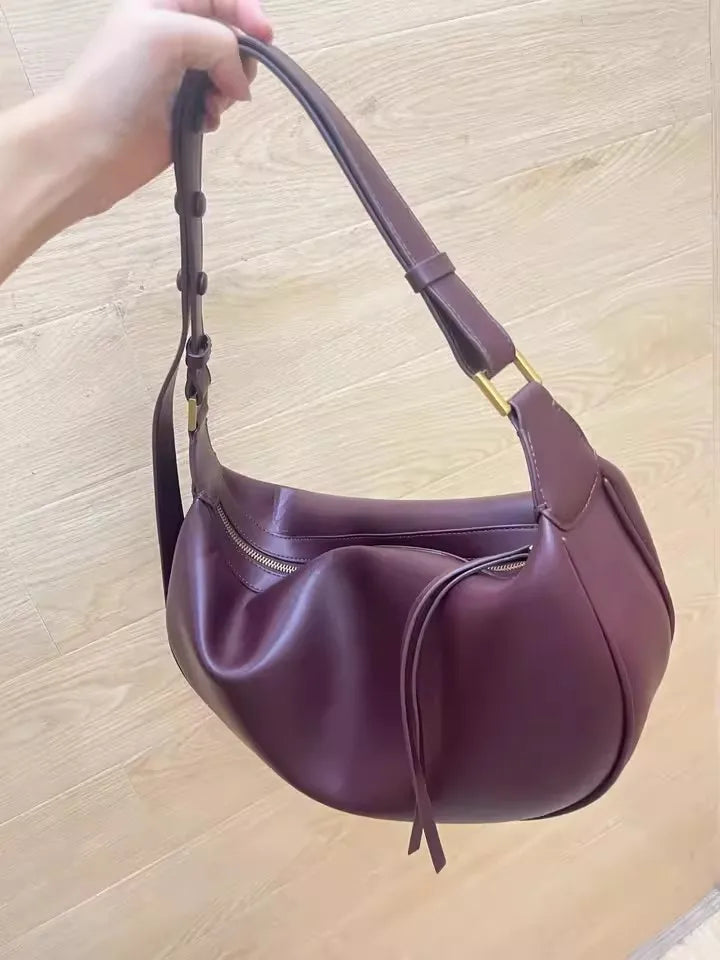Dumpling Crescent Armpit Bag for Women Large Capacity Shoulder Bags FashionPU Leather Crossbody Bags Trendy Purse Handbag