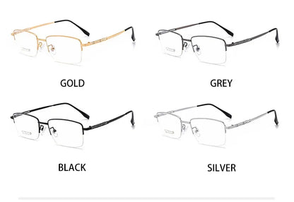 Pure Titanium Business Men's Half-rim Reading Glasses Men Fashion Simple Design Anti-blue Light Prescription Glasses 1052