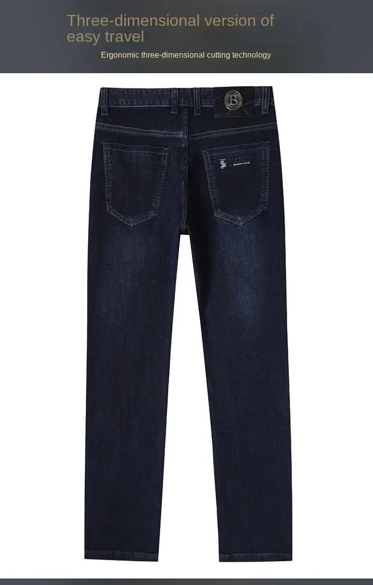 Men's Straight-leg Jeans High-quality Light Luxury Embroidered Casual Versatile Fashion Slimming Smooth Silhouette Style