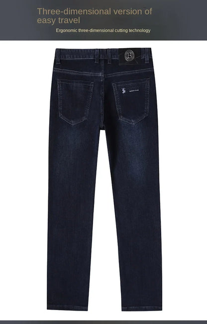 Men's Straight-leg Jeans High-quality Light Luxury Embroidered Casual Versatile Fashion Slimming Smooth Silhouette Style