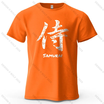 Samurai Character Printed Men's T-Shirt 100% Cotton Oversized Classic Asian Aesthetics Graphic Tees for Women Tees Streetwear