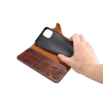 Genuine Leather Wallet Phone Case for iPhone 14 15 Plus 12 13 Pro Max 11 XS XR 6S 7 8 SE Holder Cover With Hand Strap