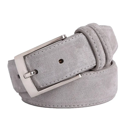 2025 Fashion Suede Belt Cow Genuine For Man And Lady With Oxford Fabric Strap Genuine Leather Luxury Pin Buckle Blue Belts