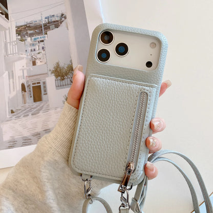 Crossbody Lanyard Phone Case with Zipper Mirror Wallet Card Holder Slot for iPhone 17/16/15/14/11 pro Max 13/12/11 plus