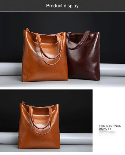 2024 Office Hand Shoulder Bags For Women Tote Cow Leather Bag Ladies Genuine Leather Handbags Big Women Bag Large Vintage Female