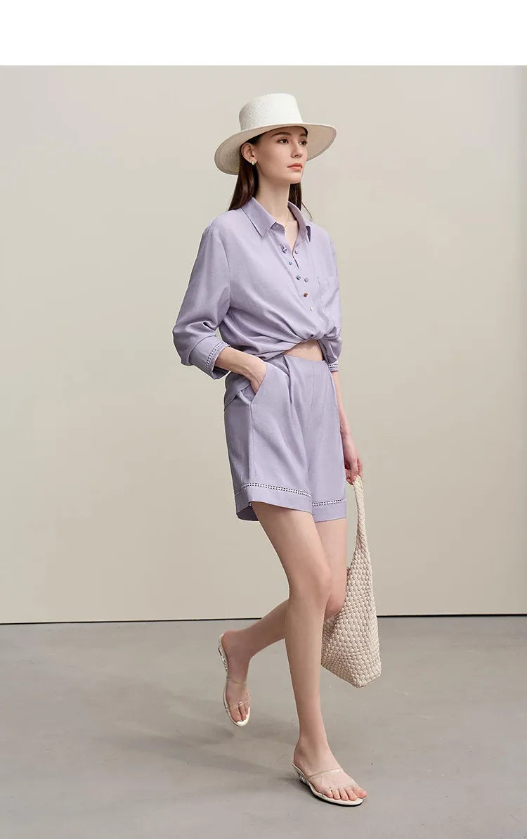Woman Trousers 2026 Autumn New Hollow Lace Loose Shirt Separate Casual Shorts Versatile Wide-leg Women's Pants 12641014