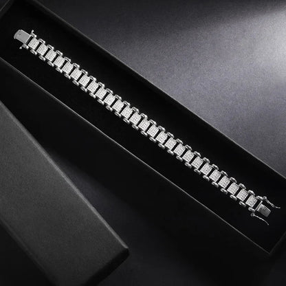 2024 Original Full 1mm D Color Moissanite Diamond Cuban Link Bracelet For Men Women Unisex 925 Silver 10mm Wrist Bracelets