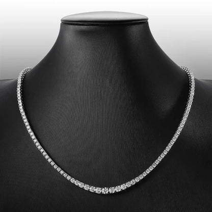 D Color Moissanite Tennis Necklace 925 Sterling Sliver Plated 18k Gold Necklace for Woman Man Hiphop Party Jewelry