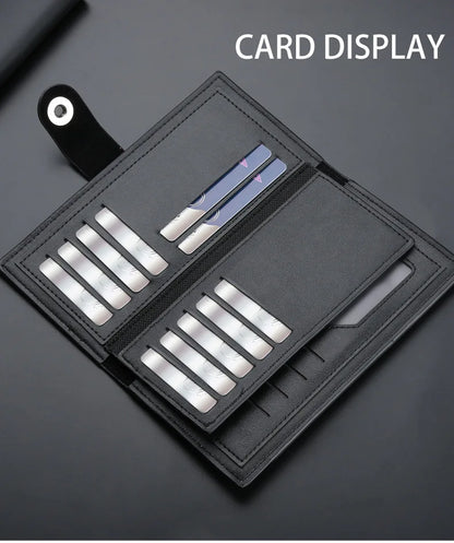 Magnetic Buckle Trifold Men Wallet PU Leather Business Casual Multi Card Holder Short Long Style Male Daily Purse Cartera Hombre