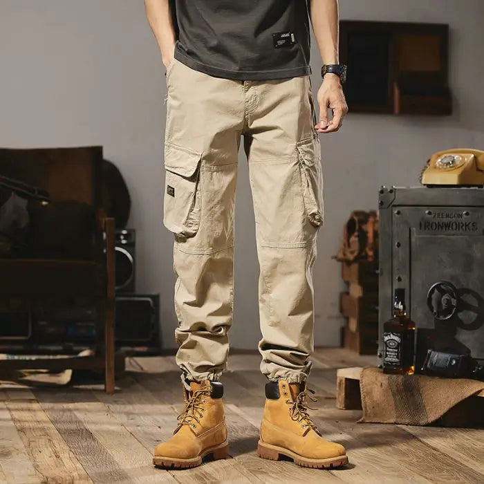 Men Fashion Military Cargo Pants Regualr Straight Fit Cotton Camouflage Green Black Grey Color Trousers W9202