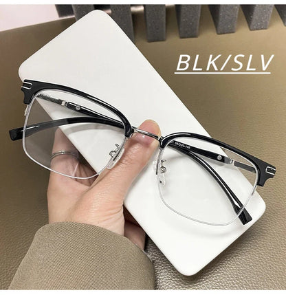 Men's Business Classic Half Frame Anti Blue Light Reading Glasses Myopia Hyperopia Customizable Prescription TR2242